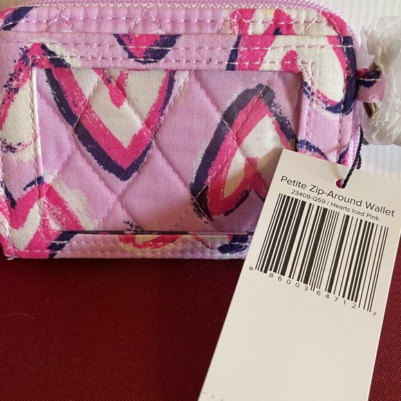 Vera Bradley Petite Zip Around Wallet in Hearts Iced Pink - Picture 2 of 4